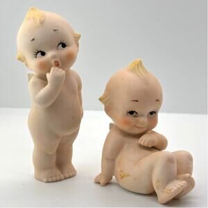 Adorable Vintage 1985 Jesco Rose O'Neill Porcelain Kewpie Dolls, 2 Figurines
